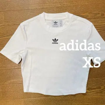 아디다스 오리지널스 리브 T셔츠 화이트 XS 크롭