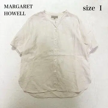[ 새상품급 ] 마가렛호웰 린넨 100% 밴드 카라 셔츠 개더 F