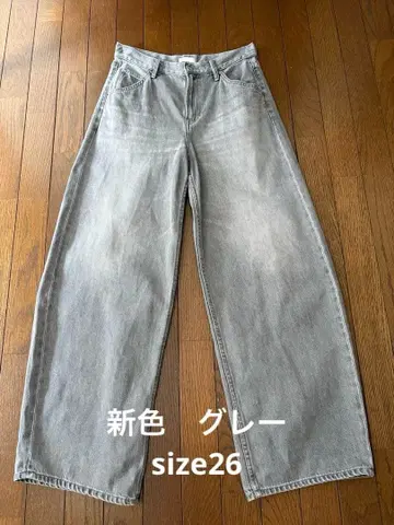 유니클로 신색 그레이 배기 커브 배럴 레그 진 데님 26