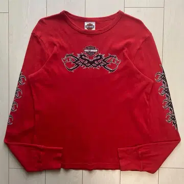00s y2k USA제 HARLEY DAVIDSON 빨간색 드래곤 긴팔 티셔츠