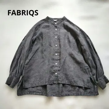 FABRIQS 리투아니아 린넨 밴드 카라 긴팔 블라우스 일본제 그레이