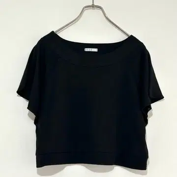 n1479 [ 엘르 ] ELLE 플레어 슬리브 티셔츠 반팔 블랙 38 M