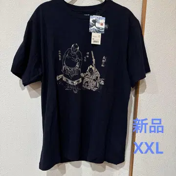 새상품 유니클로 UNIQLO 호쿠사이 스모 패턴 T셔츠 XXL 호쿠사이 블루