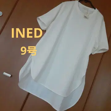 INED 택 포함 새상품 화이트 반팔 롱T셔츠