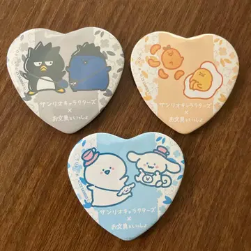산리오 캐릭터즈 x 오분구토잇쇼 하트 캔뱃지 3종 세트