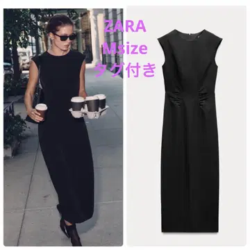 택 포함 새상품 ZARA 자라 슬리브리스 롱 원피스 블랙 슬릿