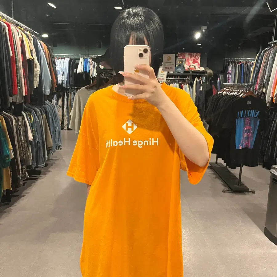 (853) VTG 빈티지 프린팅 반팔 티셔츠 오렌지