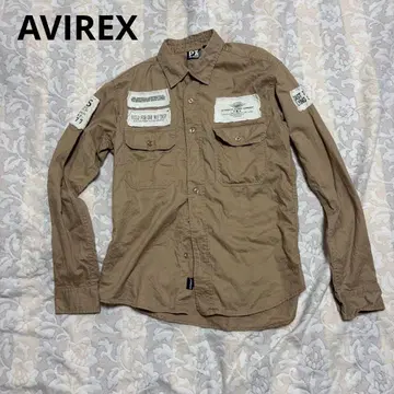 AVIREX PX 밀리터리 긴팔 셔츠 베이지 계열 M 와펜 포함