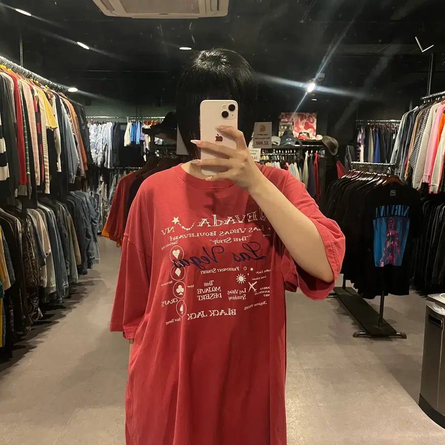 (858) VTG 빈티지 레터링 자수 프린팅 반팔 티셔츠 버건디