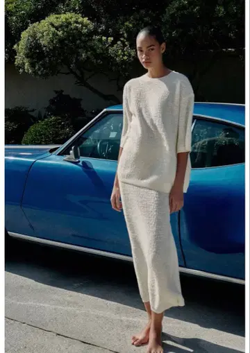 ZARA 자라 새상품 텍스처 셋업 에크루 상의 스커트