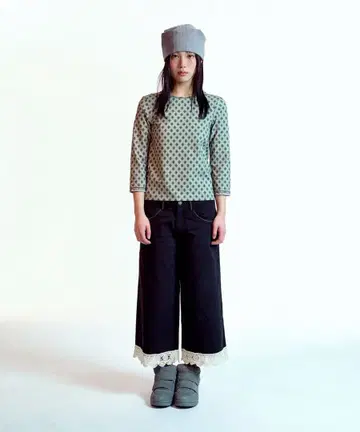 COYSEIO KNIT LACE PANTS BLACK