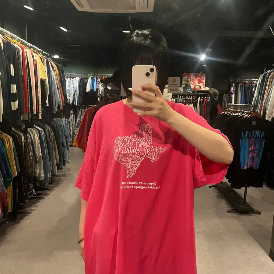 (860) VTG 빈티지 프린팅 반팔 티셔츠 핫핑크
