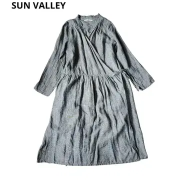 SUN VALLEY 린넨 100% 체크 무늬 카슈쿨 원피스