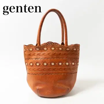 genten 겐텐 컷워크 양동이형 토트백 가죽 꽃무늬