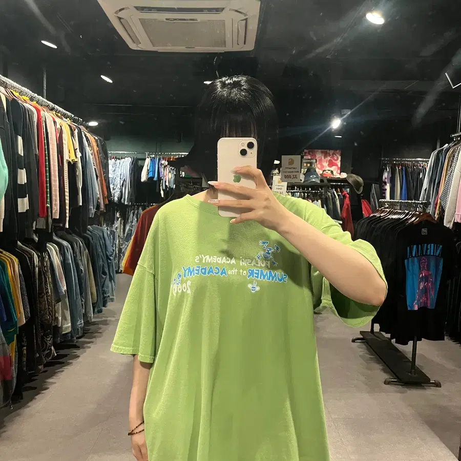 (863) VTG 빈티지 레터링 프린팅 반팔 티셔츠 그린