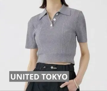 UNITED TOKYO 라이트 숏 폴로 니트