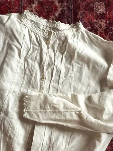 유럽 앤티크 핀턱 코튼 블라우스 긴팔