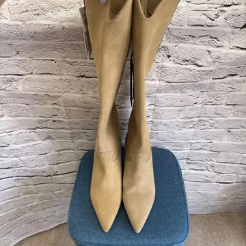ZARA 스웨이드 웨스턴 부츠 베이지 36 23.5cm (A-12)