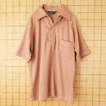 70s 80s JCPenney 오픈 카라 피케 셔츠 M 브라운 ss236