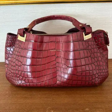LEATHER JEWELS 핸드백 악어 엠보싱 보르도