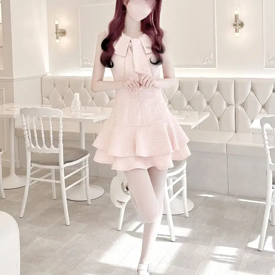 HONEY MEW 허니뮤 보우타이 트위드 원피스