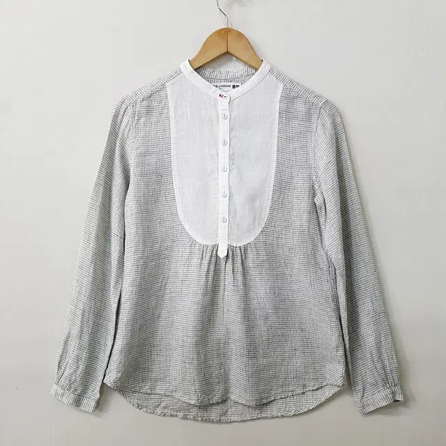 INES DE LA FRESSANGE 린넨 100% 체크 셔츠