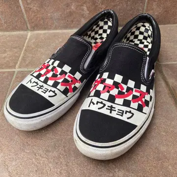 중고 VANS 슬립온 도쿄 체크 무늬 깃발 US10