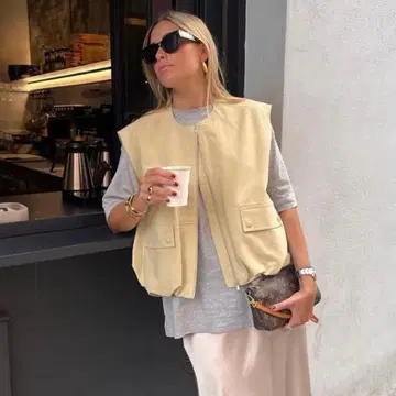 [ 인기 ] ZARA 코튼 베스트 개더 헴
