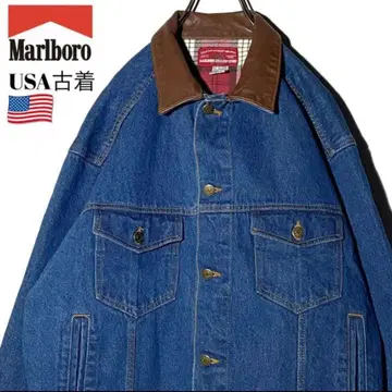 Marlboro Country Store 데님 자켓 가죽 옷깃