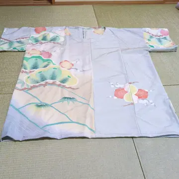 순수 실크 가봉 후리소데 기모노 리메이크 롱 튜닉