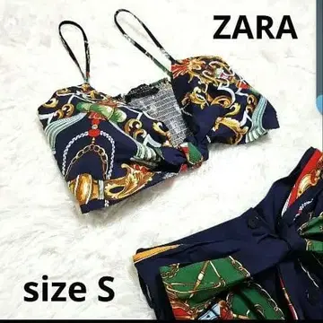 [ ZARA ] 새상품급 뷔스티에 스커트 셋업 올 패턴 네이비 S