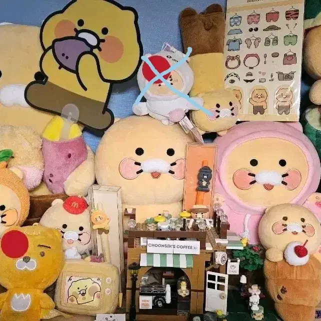 (급처,직거래)카카오프렌즈 라이언/어피치/춘식이 인형 키링 레고 스티커 소품
