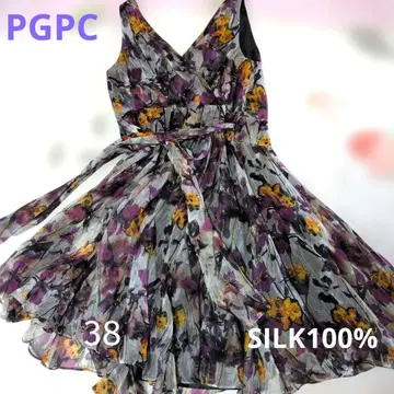 PGPC 실크 100% 꽃무늬 슬리브리스 원피스 38