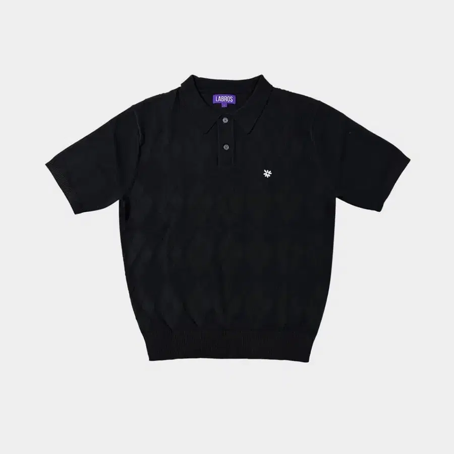 [XL] LABROS Symbol Logo Knit Polo (Black Argyle)