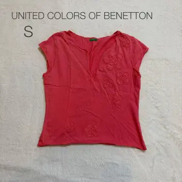 [ UNITED COLORS OF BENETTON ] 꽃무늬 자수 반팔 T셔츠 S