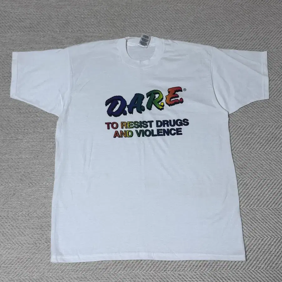 (XL) 90s 빈티지 DARE 화이트 티셔츠 후룻