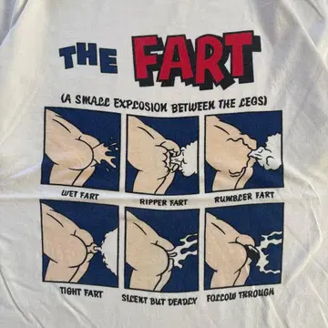 [90s 레어] THE FART 패러디 빈티지 T셔츠 화이트 방귀