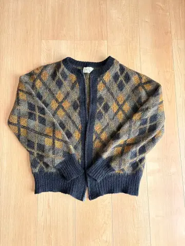 60s 모헤어 가디건 지퍼 Bradfield 아가일