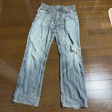 Lee 데님 팬츠 스트레이트 배기 데미지 가공 그런지 00s 정도