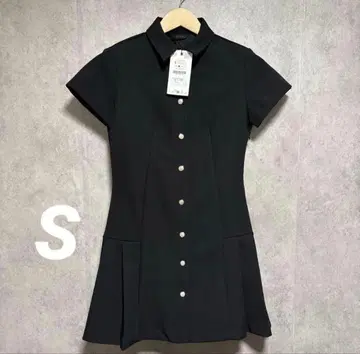 ZARA 플리츠 미니 원피스 블랙 반팔 S