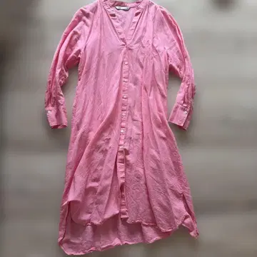 ZARA 핑크 롱 셔츠 원피스 긴팔 M 사이즈