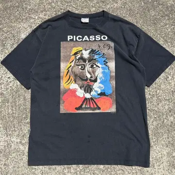 90s PICASSO 상상 속 초상 티셔츠 피카소 아트