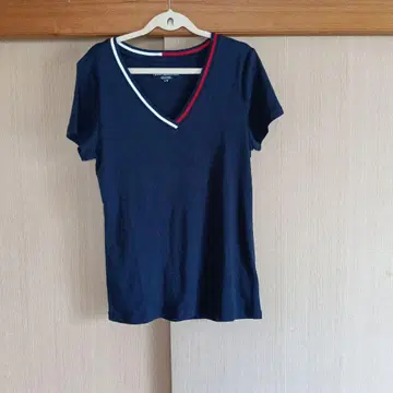 Tommy Hilfiger V넥 반팔 T셔츠 네이비 L 사이즈
