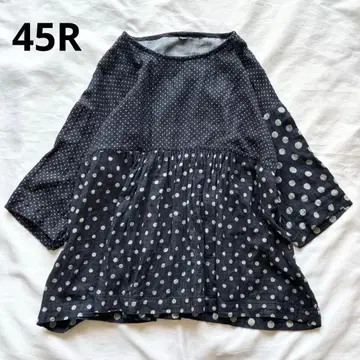 [ 새상품급 ] 45R 복슬복슬 이중직 도트 프린트 블라우스 ( 인디고 )