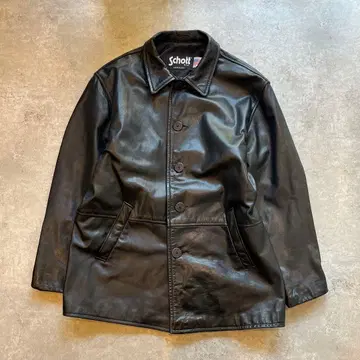 Schott USA 제 싱글 가죽 카 코트 블랙 XL