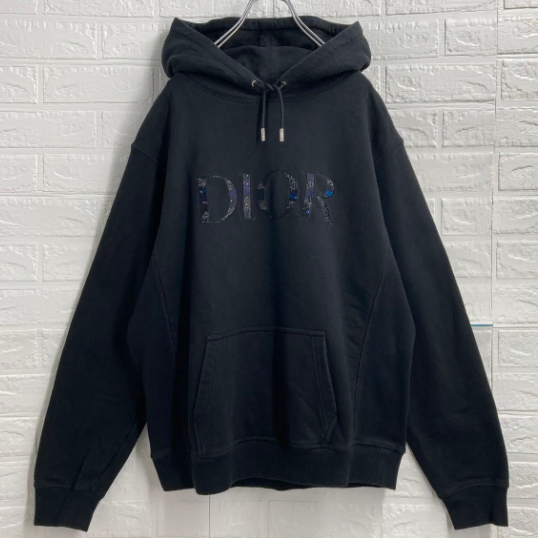 [한정판] DIOR 디올 x 피터 도이그 협업 갤럭시 로고 후드 스웨트셔츠 블랙 L