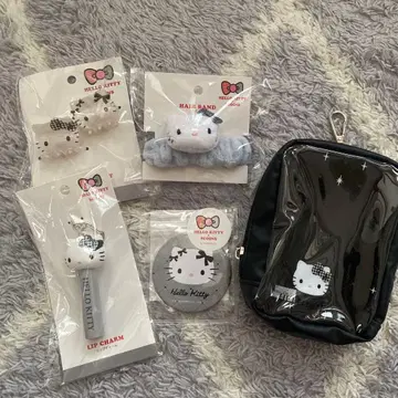 쓰리코인즈 키티 헤어 클립, 머리끈, 거울, 립 참, 파우치