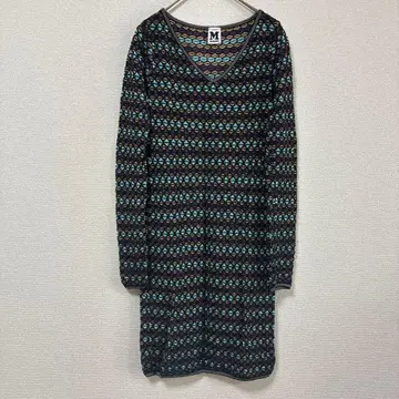M MISSONI 원피스 무릎 기장 긴팔 타이트 올 패턴 이탈리아제 V넥