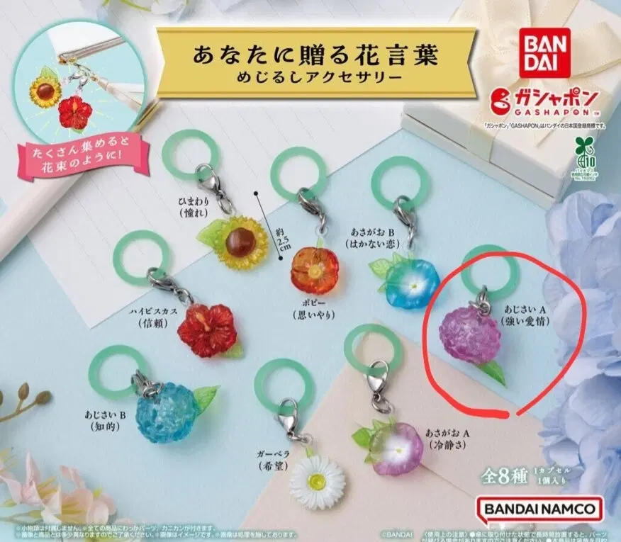 (미개봉)마음을 전하는 꽃말 메지루시 가챠_수국A(보라)