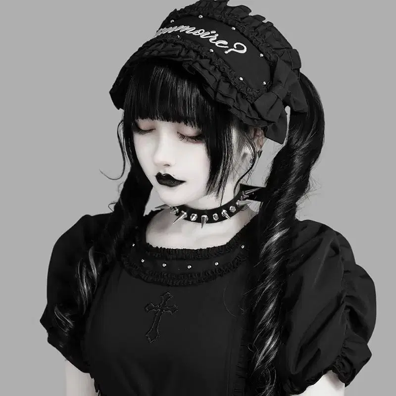 DimMoire 딤모아르 망애 휘핑 헤도레 헤드드레스 올블랙